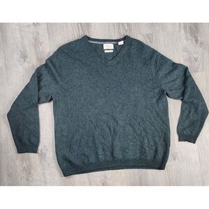 Weatherproof V-Neck Sweater XL Merino Cashmere Green Long Sleeve Pullover